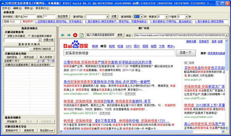 红阳百度竞价关键词排名批量查询工具 软件界