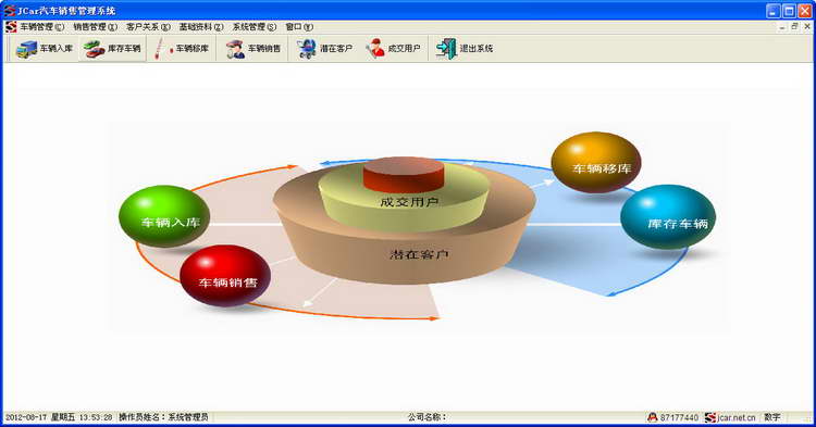 JCar汽车销售管理系统 软件界面预览_2345软