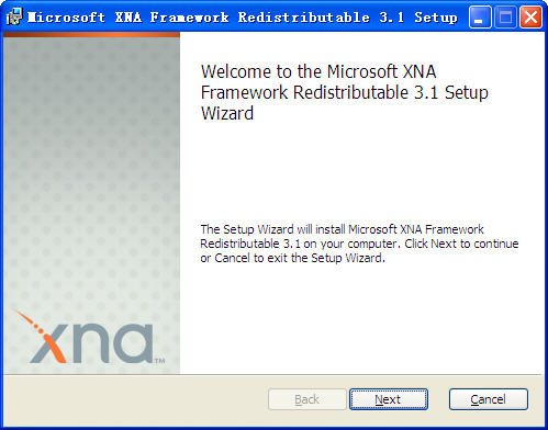 Microsoft XNA Framework 3.1 运行库 软件界面
