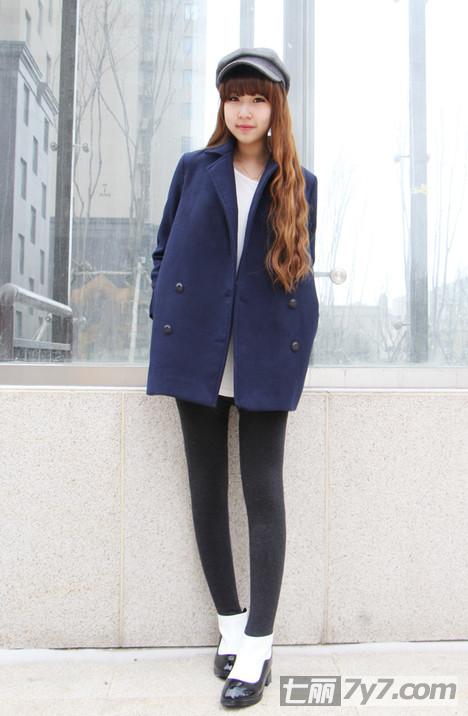 矮个子女生冬季穿衣服装搭配 呢大衣+打底裤无