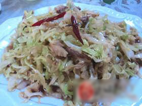 肉丝炒圆白菜